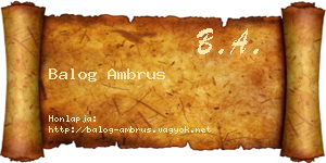 Balog Ambrus névjegykártya
